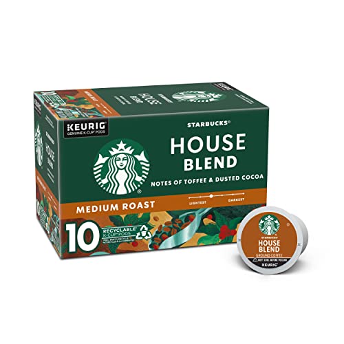 Image of Starbucks K-Cup Coffee Pods, Medium Roast Coffee, House Blend, 100% Arabica, 1 box (10 pods)