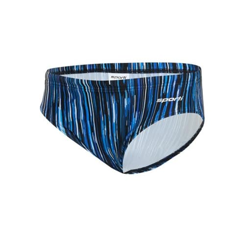 Sporti Boy's Swim Briefs - Printed Pattern, Chlorine Resistant, Quick Dry, UPF 50+ Adjustable Drawstring for Comfortable Fit
