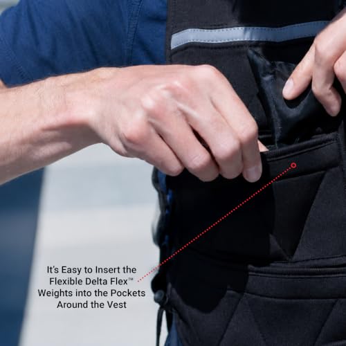 Image of JFIT Slim Adjustable Weighted Vest, 2.5-8 lb, Low Profile Design | Delta Flex tiles, 13 even-weight pockets, side-lacing fit, reflective strip, walking & running weighted vest