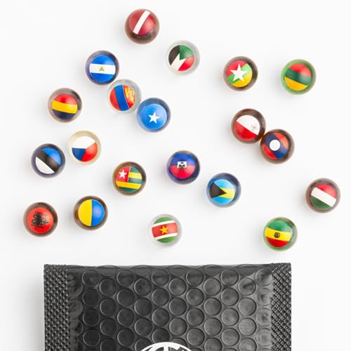 MARBLEFLAGS 3 Packungen Murmeln mit Länderflaggen | 10 zufällige Flaggen pro Packung | Small World Collection