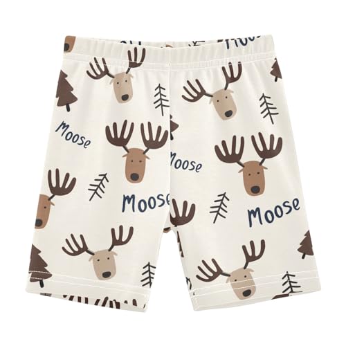 Moose Good Night Girls Shorts Elastic Waist Sports Shorts Girls Leggings Pants for 4-10 Years