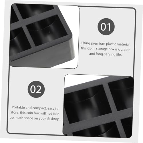 Caja para monedas de plástico, pack de 2, color negro miniatura 5