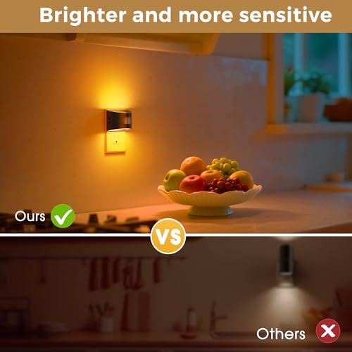 Image of L LOHAS LED Night Light with Motion Sensor & Dusk to Dawn Sensor, Night Lights Plug into Wall with 30-100lm Adjustable Brightness, Dimmable Night Light for Bathroom Hallway, 1600K Amber, 2 Pack