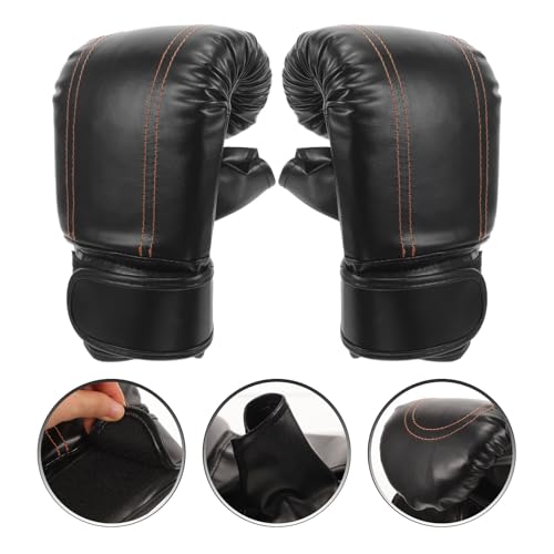 Guantes de boxeo semidesnudos de PU negro resistente para sparring 6
