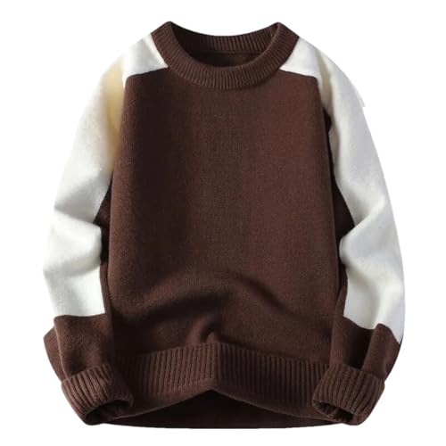 Men O-Neck Knitted Patchwork Pullovers Sweater
