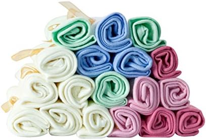 Forstylebaby 18 Organic Bamboo Baby Washcloths - EXTRA LARGE 12" x 12" Size with Hanging Loop - Dual-Sided - Ultra Soft - Safe for Sensitive Skin