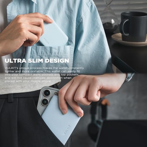 Image of VULKIT Slim Minimalist Card Holder RFID Blocking Leather Credit Card Holder Front Pocket Wallet Magnetic Closure