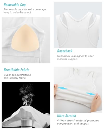 Image of RUNNING GIRL Sports Bras for Women High Impact Seamless Ribbed Longline High Neck Workout Crop Tank Tops Padded