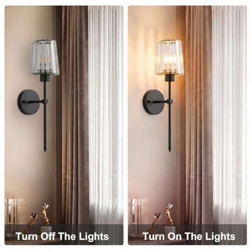 Image of KARTOOSH Hardwired Crystal Wall Sconces Set of 2