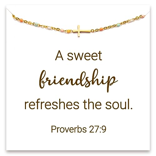 STORYJEWELLERY Friend Bracelet, Bestie Bracelets, Friendship Gifts for Women, Friend Birthday Gifts for Women, Cross Bracelet, BFF Jewelry