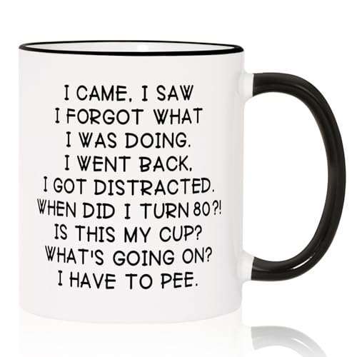 Shqiueos Funny 80th Birthday Gifts for Women Men Mug 11oz, 80 Year Old Birthday Gifts for...