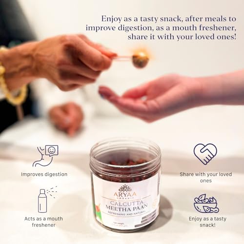Aryaa Organic Aarya Calcutta Meetha Paan Without Supari, Indian Mouth Freshner, After Meal Digestive Mukhwas 250 gm