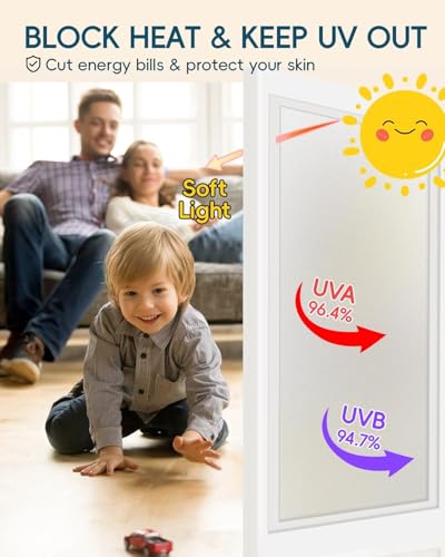 Image of Window Privacy Sheet for Glass Covering with Frosted Blur Texture | Self Adhesive-Uv Protection /Sun Heat Control || (18 x 48 Inch, Frost Color)