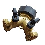 OUT Hose Faucets,Hose Valve,Flexible Hose Connector,Garden Hose Splitter,Heavy Duty Brass Y 2 Way Solid Valve Garden Hose Connector with Comfort Grip
