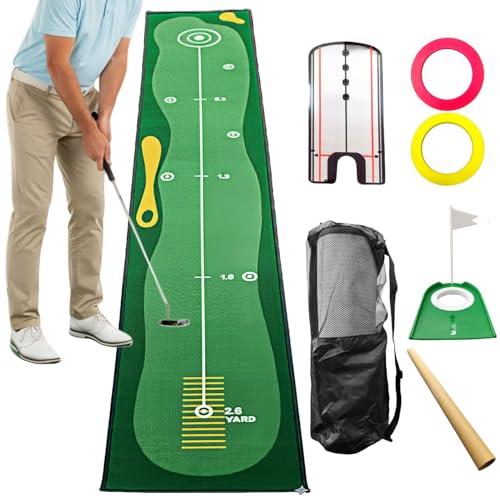 Eoho 10ft Putting Green Indoor, Golf Putting Mat with Putting Mirror, Storage Bag, Putting Cup,...