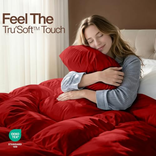 Image of Utopia Bedding Twin Comforter Duvet Insert, Quilted Red Comforter with Corner Tabs, Box Stitched Down Alternative Comforters Twin Size 64 x 88 inches