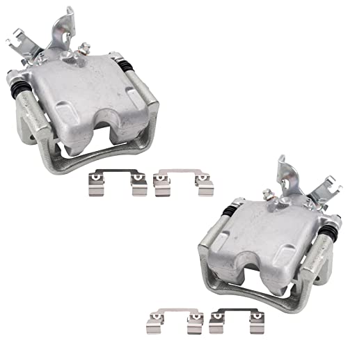 Image of TRQ Rear Brake Caliper Set Zinc Coated Brackets Hardware Compatible with 2013-2016 Buick LaCrosse 2011-2016 Regal 2014-2019 Chevrolet Impala 2013 Malibu