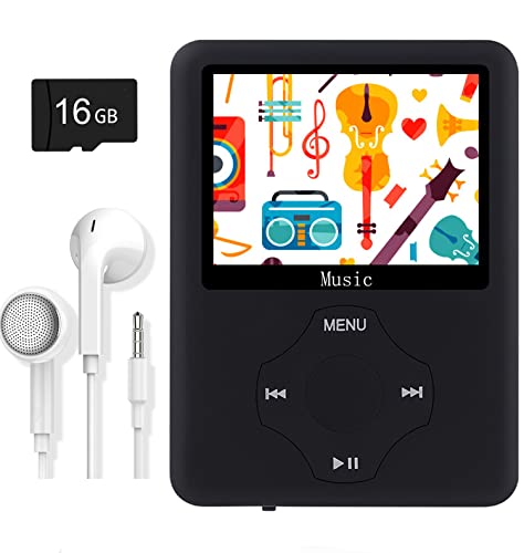 Image of MP3 Player, Music Player with 16GB Micro SD Card, Build-in Speaker /Photo /Video Play /FM Radio /Voice Recorder /E-Book Reader, Supports up to 128GB