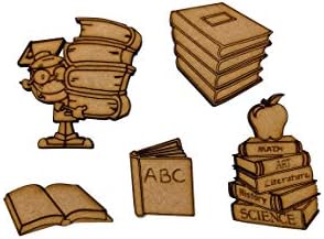 The Crafty Cow 16x Books School Reading Exams 5cm Wood Craft Embelishments Laser Cut Shape MDF