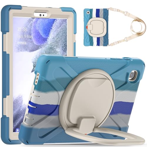 Coque antichoc Samsung Galaxy Tab A7 Lite 8.7 avec poignée et bandoulière bleu