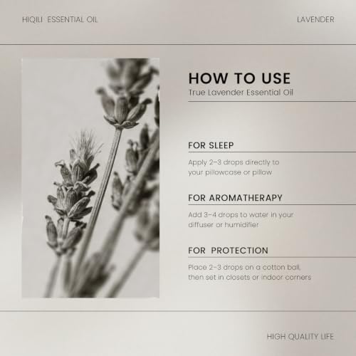 Image of HIQILI Lavender Essential Oil for Diffuser, Aromatherapy & Air Freshening | Relaxing Aroma for Sleep, Ideal for Massage, DIY Candle Soap, Laundry & Home Cleaning Freshener - 30mL / 1.01 fl oz