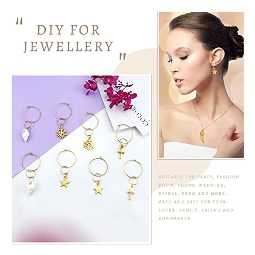 JIALEEY Hair Braid Rings, 50PCS Hair Loops Clips Gold Ring Shell Leaves Star Conch Snowflake Pendant Charms Set Hair Clip Headband Accessories