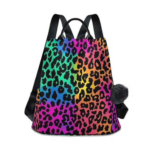 Image of ALAZA Neon Leopard Skin Print Trips Hiking Camping Rucksack Pack for Women