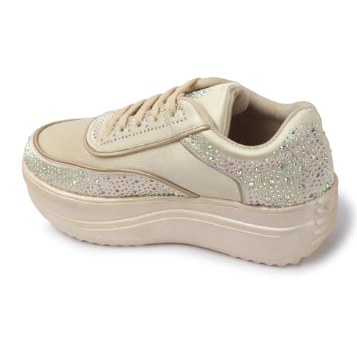 Image of Vendoz Women Wedding Party Bridal Glittery Embellished Sneakers 4041