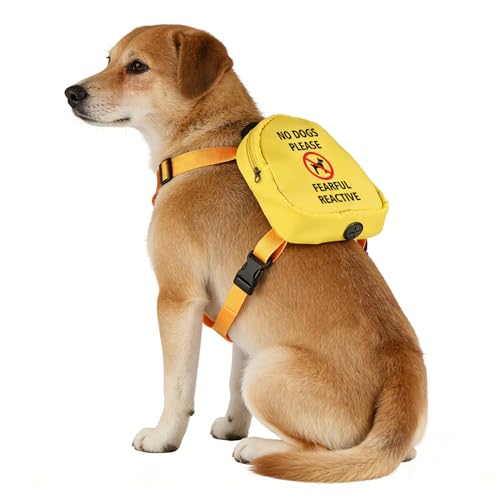 Divertida mochila para perro, no Dogs Please Fearful, bolsa de viaje reactiva para perros, almacenamiento de aperitivos para cachorros (FEARFUL REACTIVE)