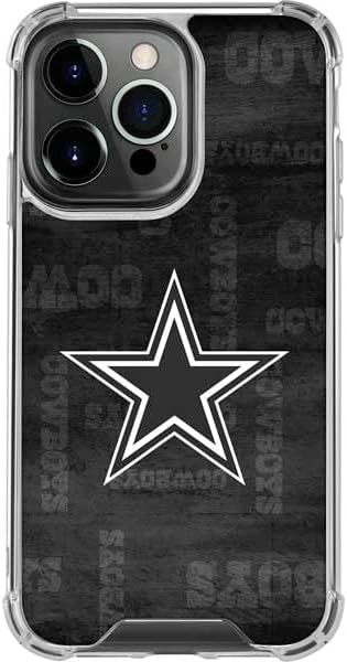 Skinit Funda transparente compatible con iPhone 15 Pro Max, diseño oficial de los Dallas Cowboys de la NFL, color blanco y negro