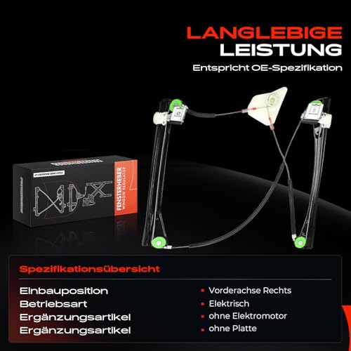 Frankberg Fensterheber Vorne Rechts Kompatibel mit Polo 9N Schrägheck 2 3-Türer 2001-2009 6Q3837462