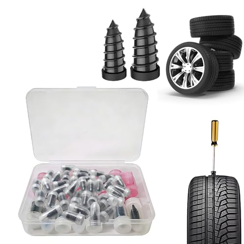 Image of Tire Repair Rubber Nails Kit, Screw in Tire Repair Plugs with Box and Screwdriver (100pcs) | Screw-In Plugs, Tire Puncture Repair, Includes Storage Box, Easy Installation