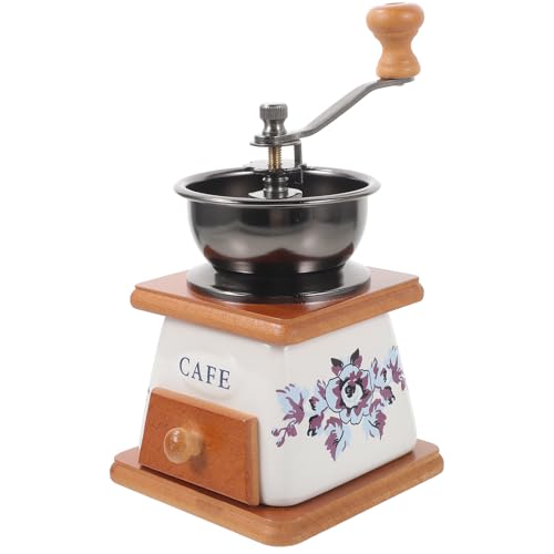 Alasum Molinillo Manual de Café de Cerámica Vintage Compacto para Uso Doméstico, Herramienta de Molienda de Cocina Antideslizante, Molinillo de Café Casero para Granos y Especias
