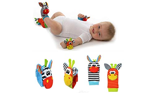 Image of Baby Socks Wrist Rattles and Foot Finder Socks Set, Shower Gift for Baby Girls & Boys