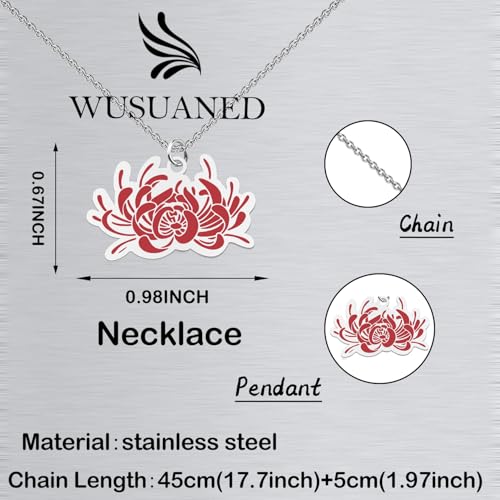 Image of WUSUANED Red Flowering Necklace Herb Jewelry Re d Spider Lily Gift Flower Lover Gift