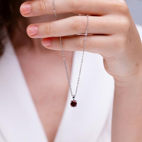 Angara Natural Garnet Round Solitaire Pendant Necklace for Women in Sterling Silver/14K Solid Gold/Platinum |January Birthstone Jewelry Gift for Her| Birthday| Wedding |Anniversary | Engagement3