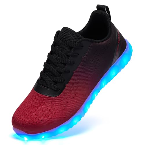 Image of BosenHulu Light Up Shoes for Women Men USB Charging LED Shoes Adult Halloween Dancing Glowing Luminous Trainers Gradient Colors Mesh Upper Party Revel Flashing Sneakers
