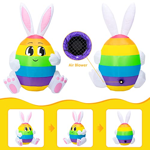 Eaone 5Ft Easter Inflatable Outdoor Decorations Blow Up Yard Decoration Inflatable Egg Bunny Built-In Led Lights For Indoor, Garden, Yard And Lawn Easter Holiday Decorations #TOP4