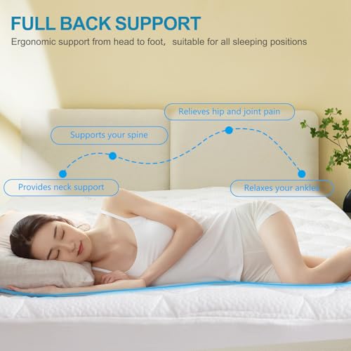 GOLDBOVER Mattress Topper Queen, Ultra Thin Soft Quilted Fitted Mattress Pad Cooling Mattress Cover with Down Alternative Filling Noiseless & Breathable (8-21”Deep Pocket) - image 4