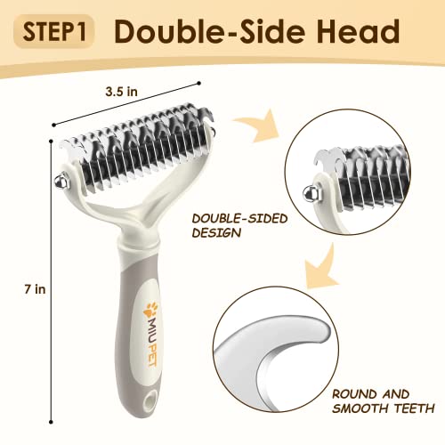 Miu Pet Professional Long Haired Dog Grooming Kit - Dog Cat Grooming Brush, Dog Deshedding Brush And Self-Cleaning Slicker Brush For Dogs 3 In 1 Dog Brush Set Gift Box For Long Hair Dogs Owners #TOP2