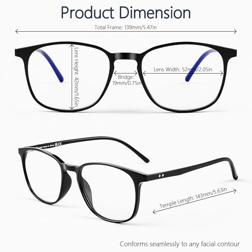 Image of Blue Light Blocking Glasses for Women Men, Square Thick Frame Anti Eyestrain & UV Glare JF6218