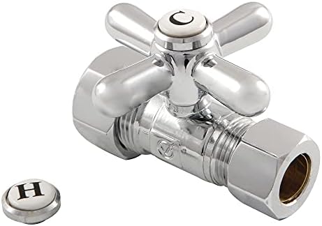 Kingston Brass CC83251X Vintage 1/2" Sweat X 3/8" OD Compression 5" Extension Cross Handle Shut-Off Valve – Polished Chrome