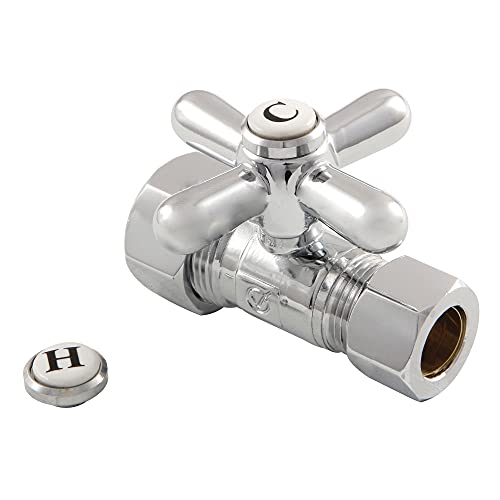 KINGSTON BRASS CC44451X Vintage 5/8" OD X 1/2" OD Compression Straight Stop Valve, 2-1/8", Polished Chrome by Kingston Brass - Used condition - CA$15.54