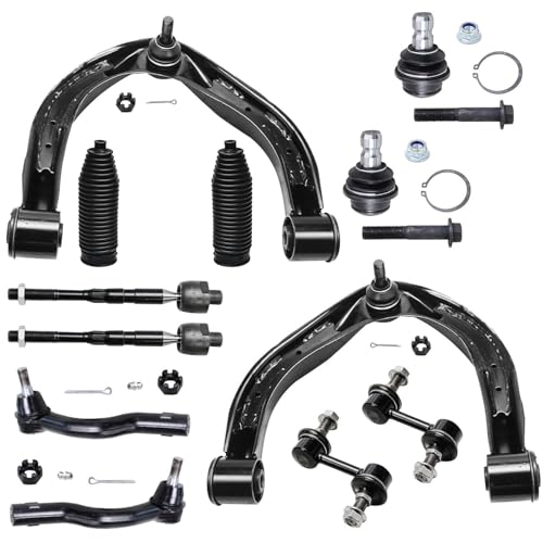 Image of Detroit Axle - Front End 12pc Suspension Kit for Nissan Titan Armada | INFINITI QX56 QX80, 2 Upper Control Arms w /Ball Joints 2 Lower Ball Joints 4 Inner Outer Tie Rods 2 Sway Bars 2 Boots