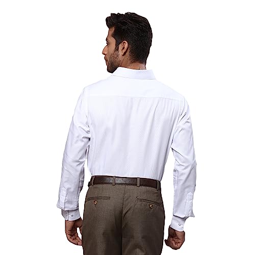 Image of Raymond Men's Pure Cotton Solid Pattern Slim Fit Semi Cutaway Collar Full Sleeve Formal Shirt