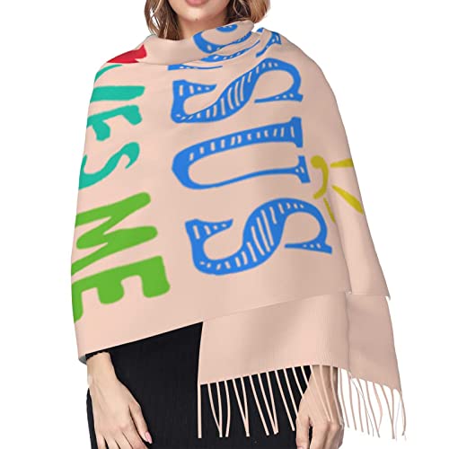 new Mom and Dad Gifts,Pink Religious Christian Jesus Loves Me Bible Verse Tassels Pashmina Silk Scarf Shawl4