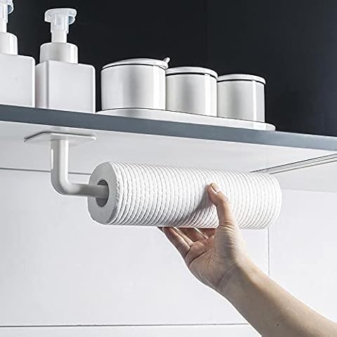 Bomoya Upgrade Kitchen Roll Holder under Cabinet,Paper Roll Holder Self Adhesive Paper Holder, Kitchen Self-adhesive Accessories,Under Cabinet Paper Roll Rack,Towel Holder,Tissue Hanger,Storage Rack Cover