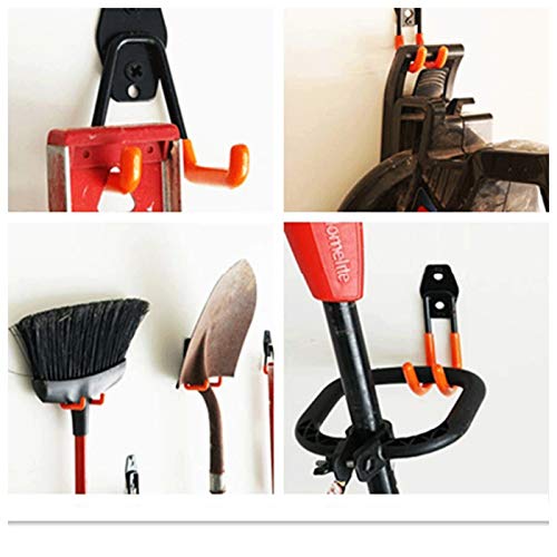 Garage Garden Tool Organizer, Heavy Duty Garage Storage Hooks, Hanging Utility Wall Mount Hooks, Tool Storage Organizer for ladders Chairs Shovels and Other Tools, 6-Pack (Type-2)