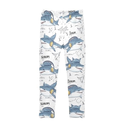 Shark Girls' Leggings Toddler Doodles Kids Yoga Pants Dance Active Tights 4T