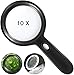 Lighted Magnifying Glass-10X Handheld Reading Magnifier Glass with 12 LED Lights for Seniors & Kids- Large and Real Magnifying Lens for Seniors Reading, Soldering, Inspection, Coins, Jewelry, Explorin